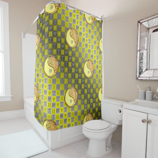 Gemini & Fire Rabbit Shower Curtain (In Situ)