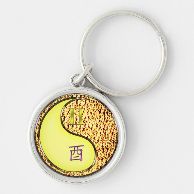Gemini & Fire Rooster Key Ring (Front)