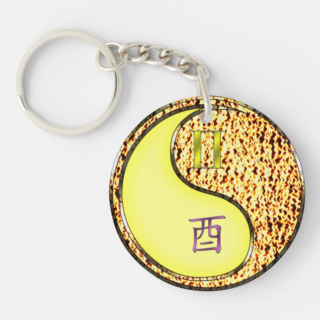 Gemini & Fire Rooster Key Ring (Front)