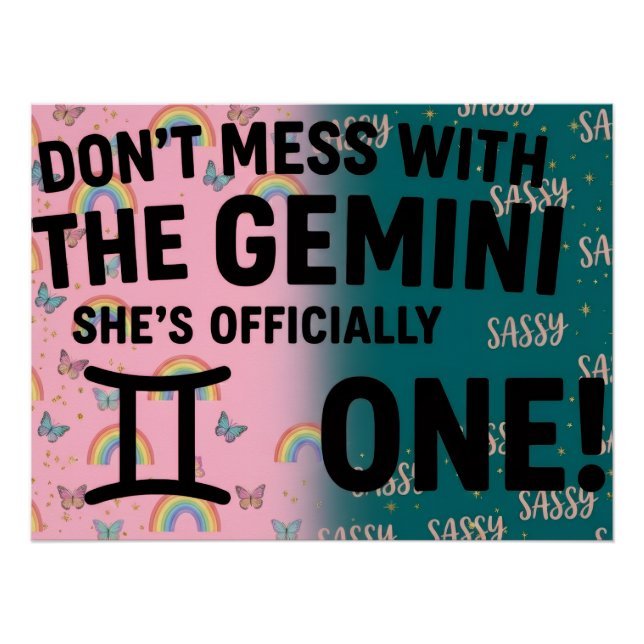 Gemini First Birthday Poster (Front)