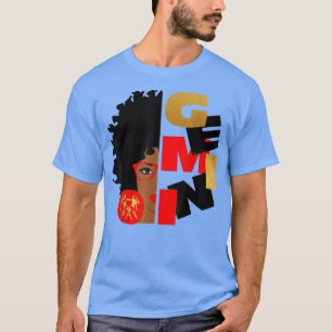 Gemini Girl Afro Girl Zodiac Signs Birthday Gift  T-Shirt