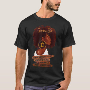 Gemini Girl Birthday Melanin Afro Queen Black Wom T-Shirt