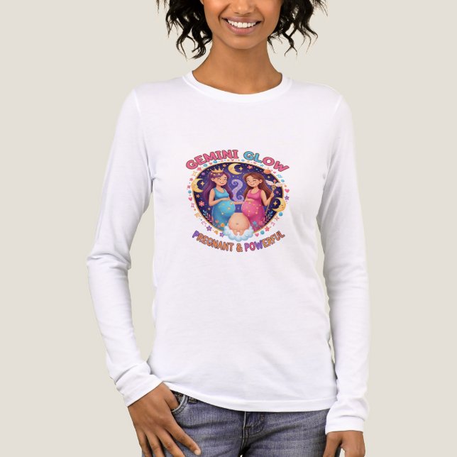 Gemini Glow: Pregnant & Powerful – Fun & Empowerin Tri-Blend Shirt (Front)