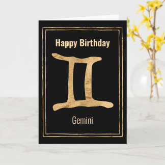 Gemini gold zodiac astrology Happy Birthday Card