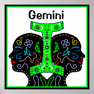 Gemini Hand Drawn Art Horoscope Sign