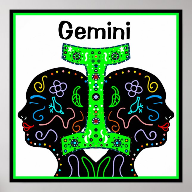 Gemini Hand  Drawn Art Horoscope Sign (Front)