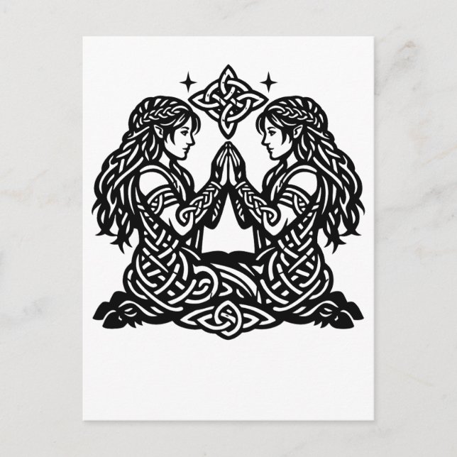 Gemini — Haunted Ink Zodiac Twins Postcard (Front)