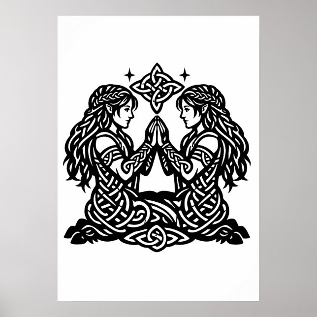 Gemini — Haunted Ink Zodiac Twins Poster (Front)