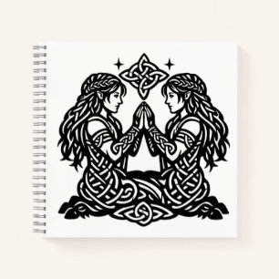 Gemini — Haunted Ink Zodiac Twins T‑Shirt Notebook