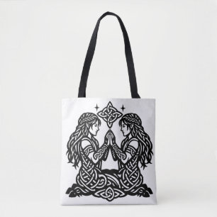 Gemini — Haunted Ink Zodiac Twins Tote Bag