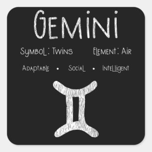 Gemini Horoscope Astrology Star Sign Birthday Gift Square Sticker