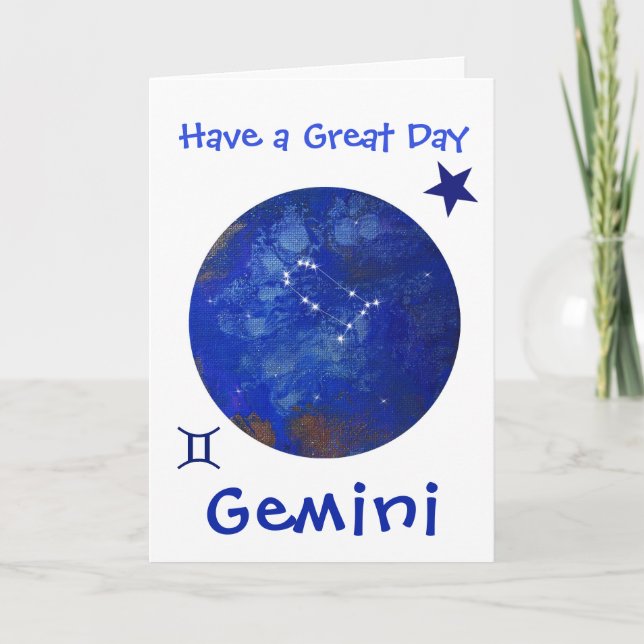 Gemini Horoscope Card, Birthday Card (Front)