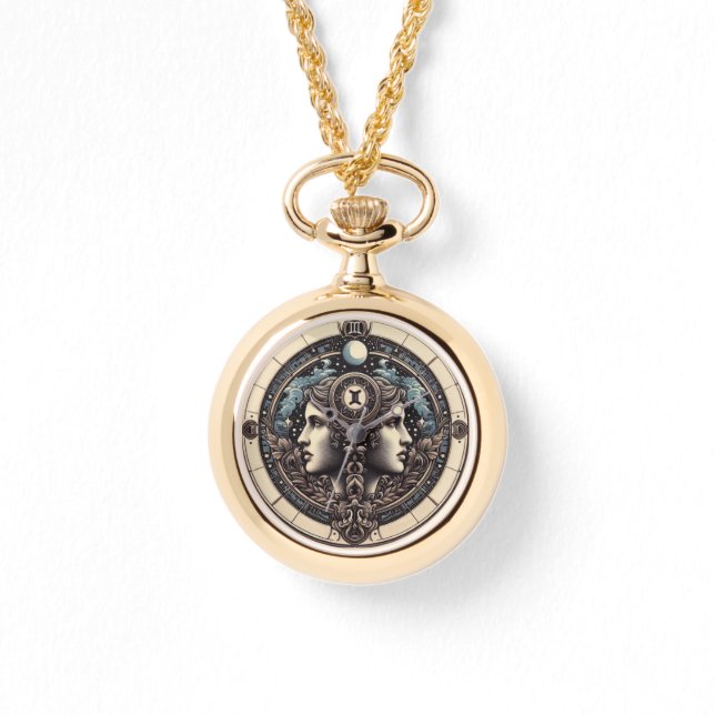 Gemini Horoscope Necklace Watch (Front)