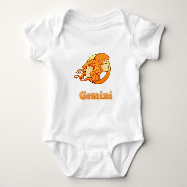 Gemini illustration baby bodysuit (Front)
