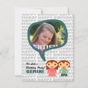 Gemini Kids Party Invitation with photo