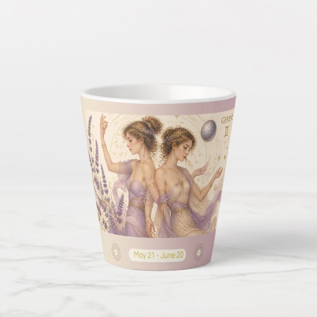Gemini Lavender Art Nouveau Small Latte Mug (Front)