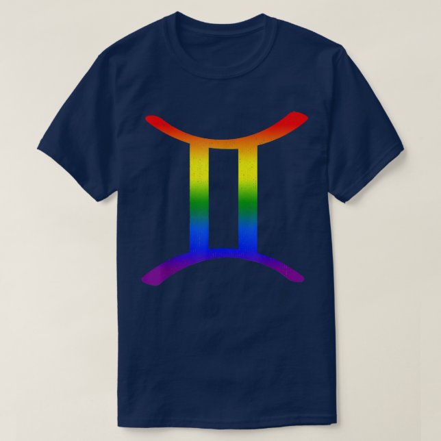 Gemini Lgbt Zodiac Sign Lgbt Rainbow Pride Gay Gif T-Shirt (Design Front)
