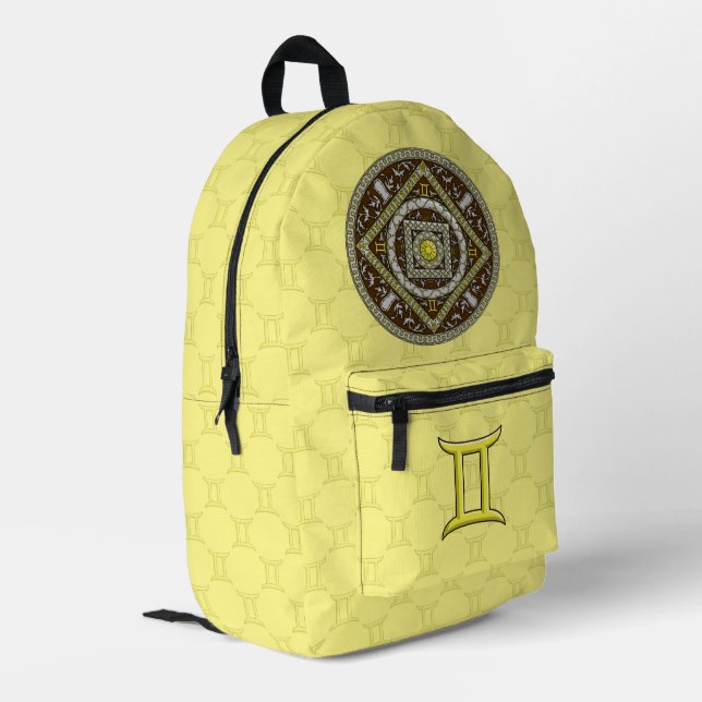 Gemini Mandala Printed Backpack (Back Corner Left)