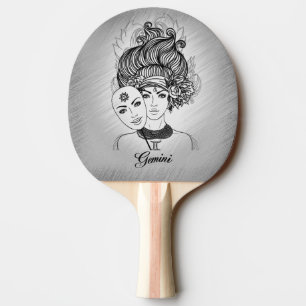 Gemini Masked Lady Zodiac Ping Pong Paddle