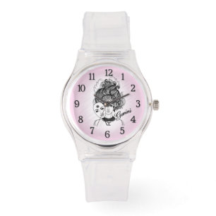 Gemini Masked Lady Zodiac Pink Watch