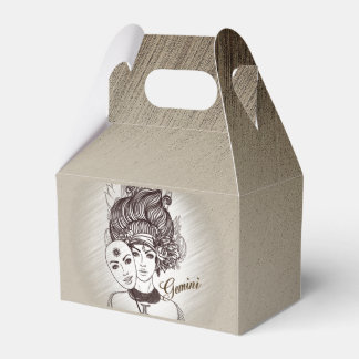 Gemini Masked Lady Zodiac Rustic Favour Box