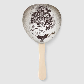 Gemini Masked Lady Zodiac Rustic Hand Fan