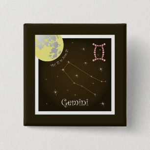 Gemini May 21 to June 21 15 Cm Square Badge