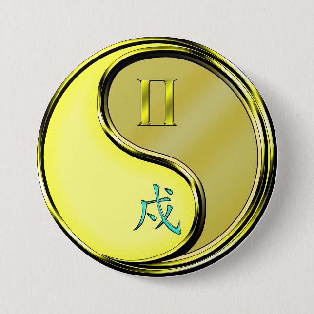 Gemini & Metal Dog 7.5 Cm Round Badge (Front)