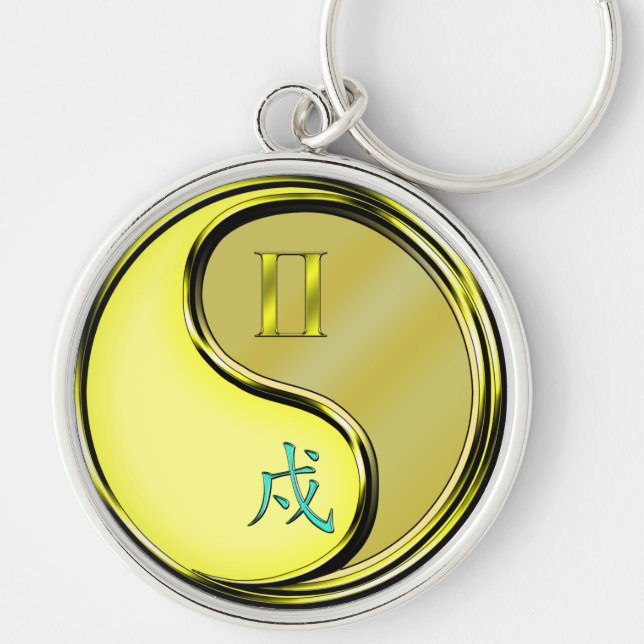 Gemini & Metal Dog Key Ring (Front)