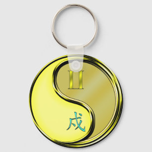Gemini & Metal Dog Key Ring