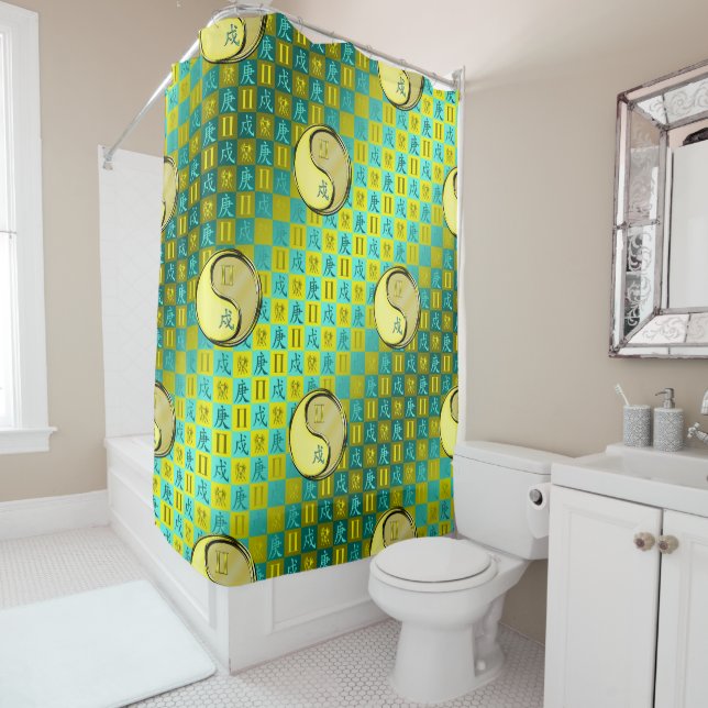 Gemini & Metal Dog Shower Curtain (In Situ)