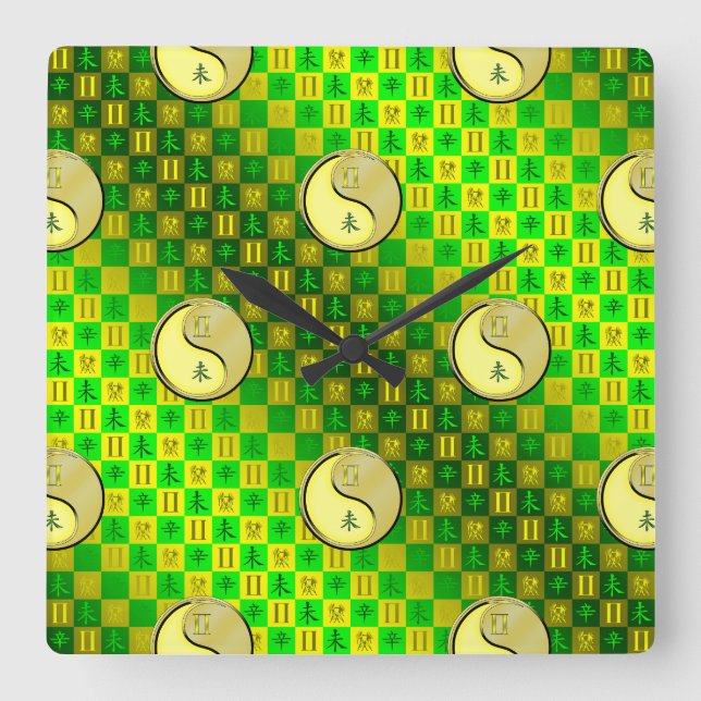 Gemini & Metal Goat Square Wall Clock (Front)