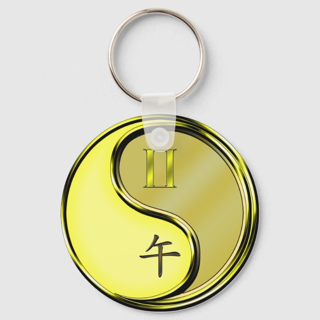 Gemini & Metal Horse Key Ring (Front)