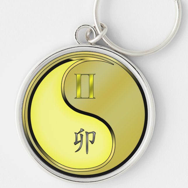 Gemini & Metal Rabbit Key Ring (Front)