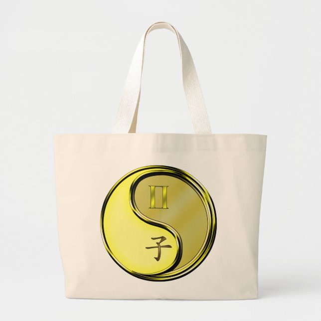 Gemini & Metal Rat Large Tote Bag (Front)