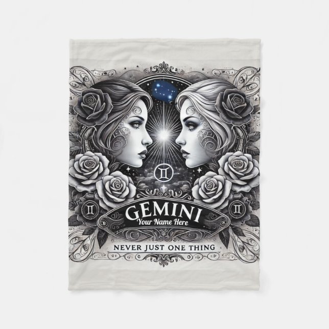 Gemini “Never Just One Thing” Fleece Blanket (Front)