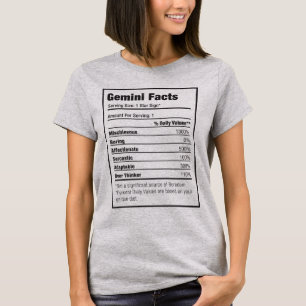 Gemini Nutrition Fact Zodiac T-Shirt