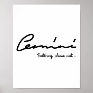 Gemini Quirky Tee. Sticker Poster
