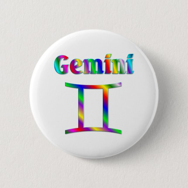 Gemini Rainbow 6 Cm Round Badge (Front)