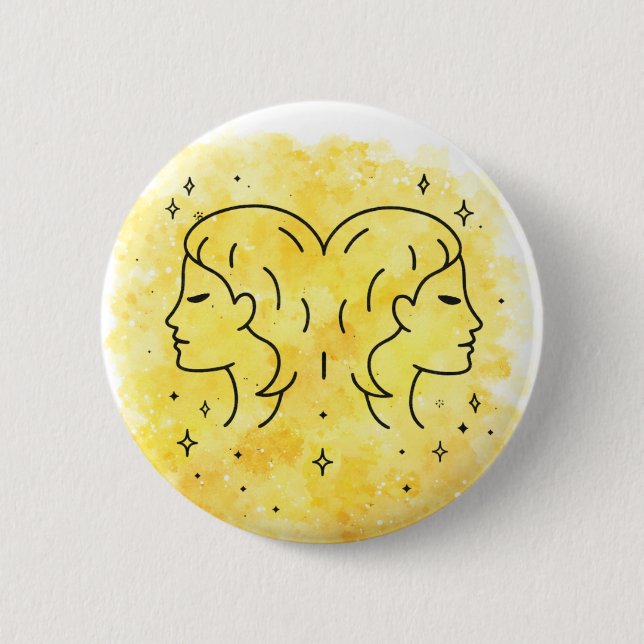 Gemini Sign 6 Cm Round Badge (Front)