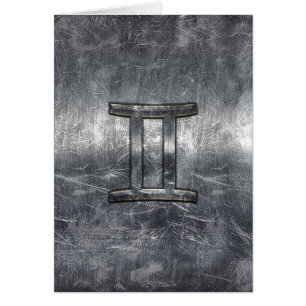 Gemini Sign in Distressed Siver Steel Style