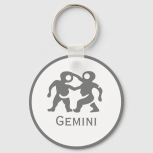 Gemini Sign of the Zodiac Design Key Ring