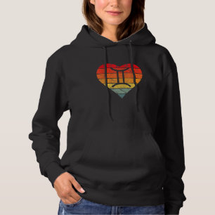 Gemini Sign Retro Sunset Heart Zodiac Symbol Astro Hoodie