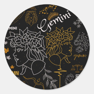 Gemini Sign Zodiac Horoscope Design Classic Round Sticker
