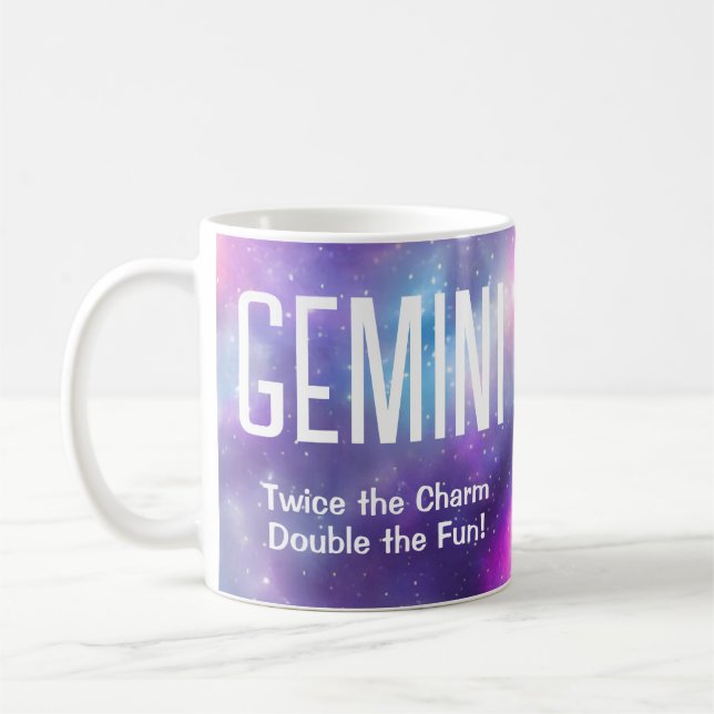 Gemini Star Sign Colorful Galaxy Astrology Gift Coffee Mug (Left)