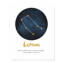 Gemini star sign print