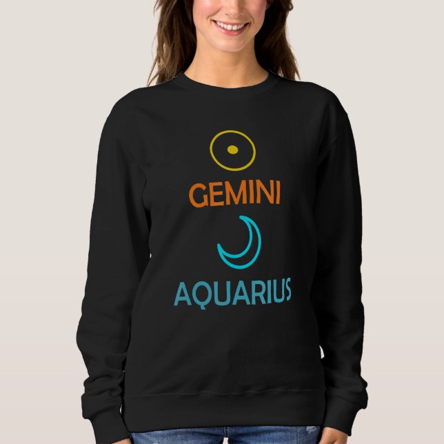 Gemini Sun Aquarius Moon Astrology Natal Chart Sweatshirt (Front)