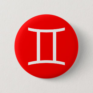 Gemini Symbol 6 Cm Round Badge