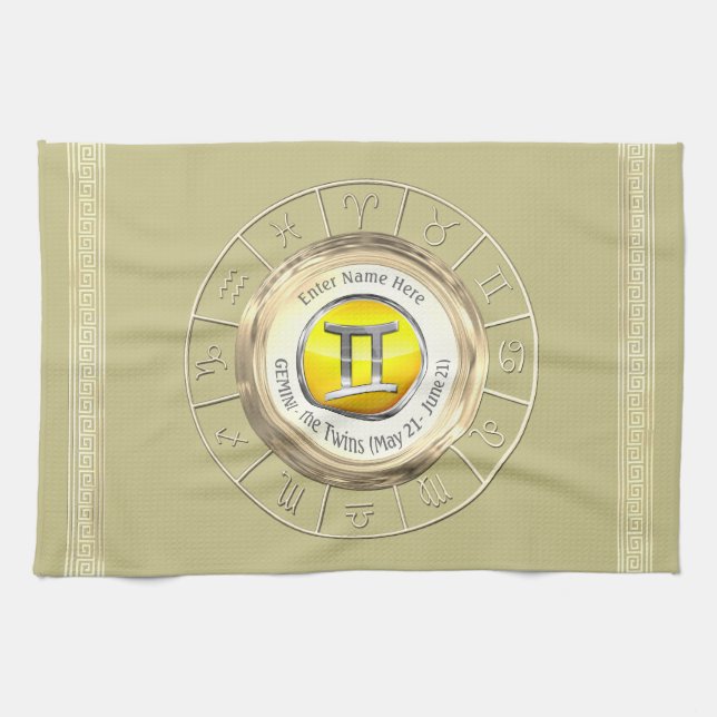 Gemini - The Twins Astrological Sign Tea Towel (Horizontal)