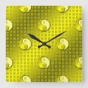Gemini the Twins Square Wall Clock